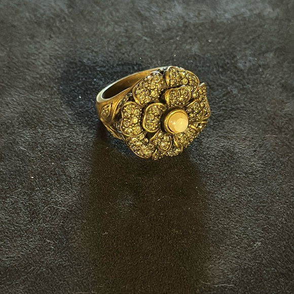 Heidi Daus Jaw Dropper sz 8 Sparkler!!! Pearl Center -Art Deco -BEAUTIFUL!!!!! - Picture 1 of 7